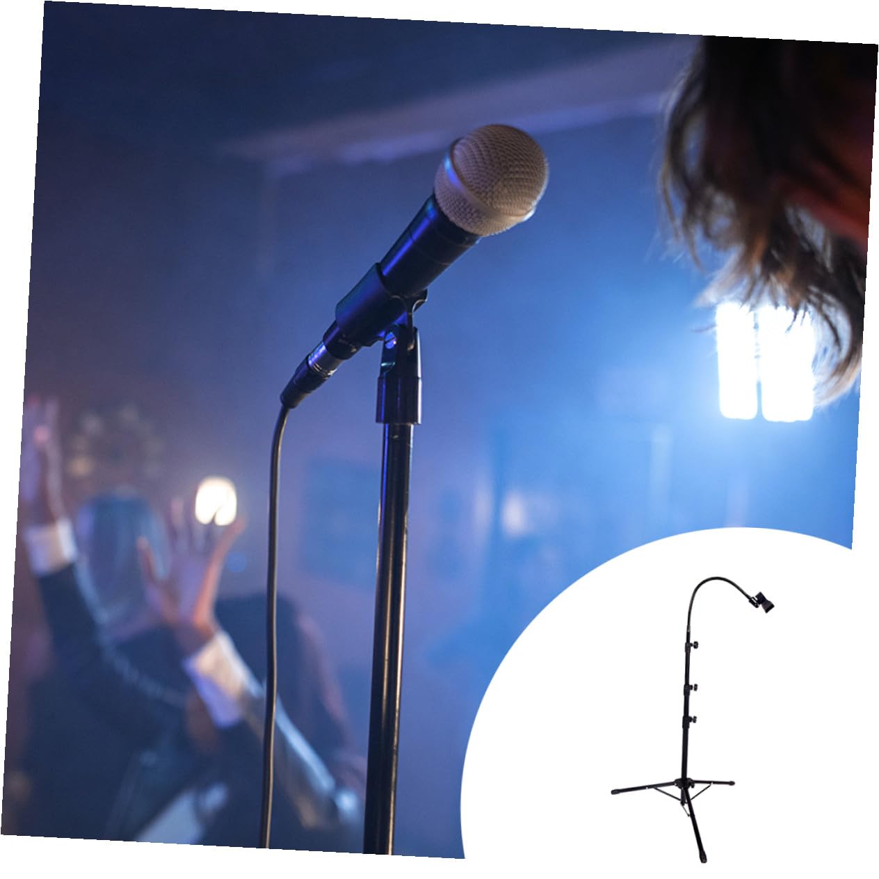 ifundom Supporto per Microfono Treppiede Regolabile in Asta Telescopica per Microfono da Pavimento per Casa Palco Concerti