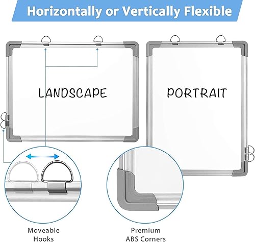 Miniatura 6 de Pizarra blanca pequeña de borrado en seco de 18 x 24 pulgadas magnética para colgar en la pared, dibujo de niños, tablero de notas, oficina en casa