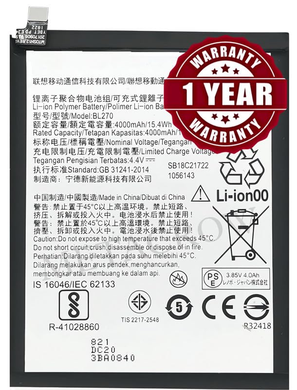 Image of Original BL270 Battery Compatible with Lenovo Vibe K6 Note (K53a48) - (4000mAh) - 1 Year Warranty CD4