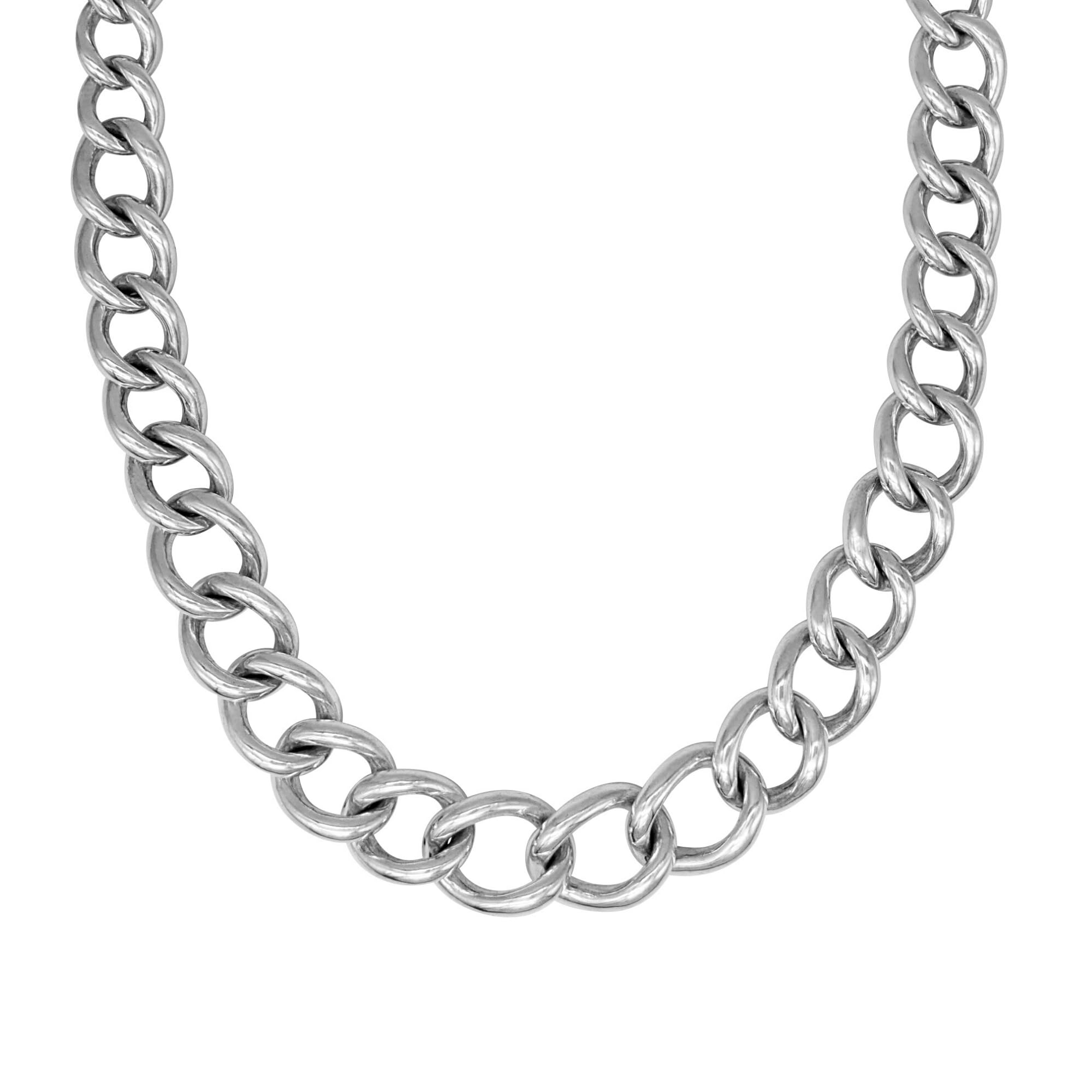 Collar de cadena gruesa y ligera electroformada de plata de ley 925 para mujer