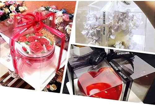 Miniatura 6 de TONIFUL Cinta de feliz cumpleaños de 1 pulgada, cintas de seda de satén negro para envolver regalos, 50 yardas, cinta de organza de gasa para