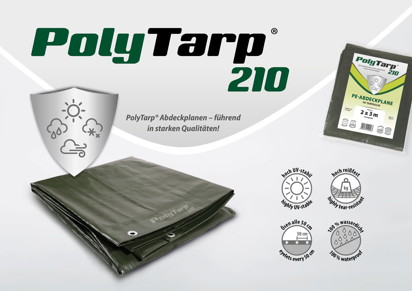 Bâche de protection 210 g/m² - Couleur : vert