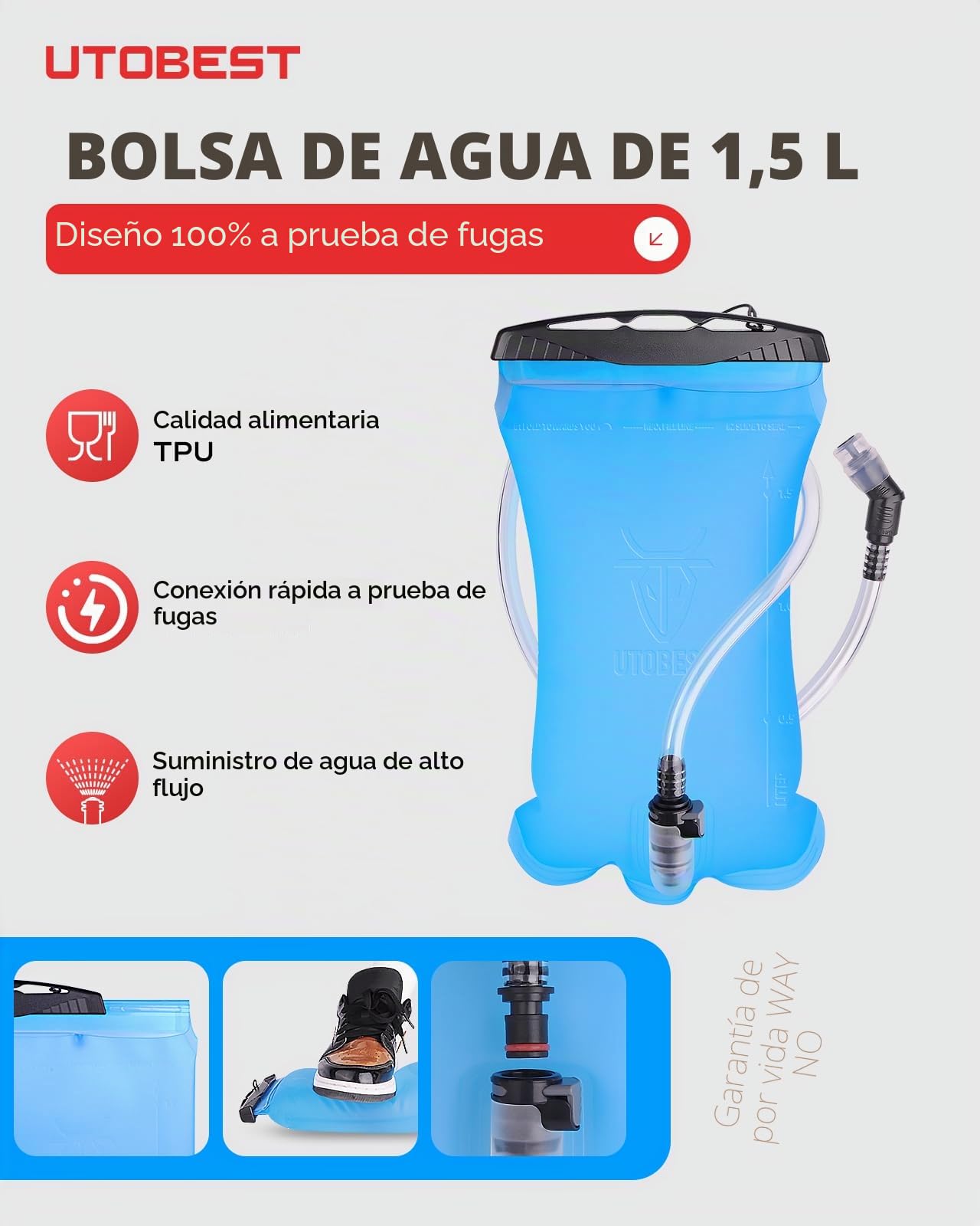 UTOBEST Mochila Ligera para Correr a pie, Bolsa de hidratación Funcional 5,5 L…