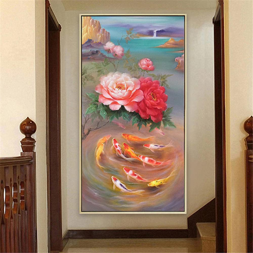 Peinture diamant poisson rouge harmonie et zen attitude en grand format
