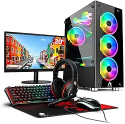 PC GAMER RYZEN 5 5600GT, 16GB DDR4, SSD M.2 NVME 500GB, FONTE 500W, MB A520 + MONITOR 20" + KIT GAMER 4 EM 1