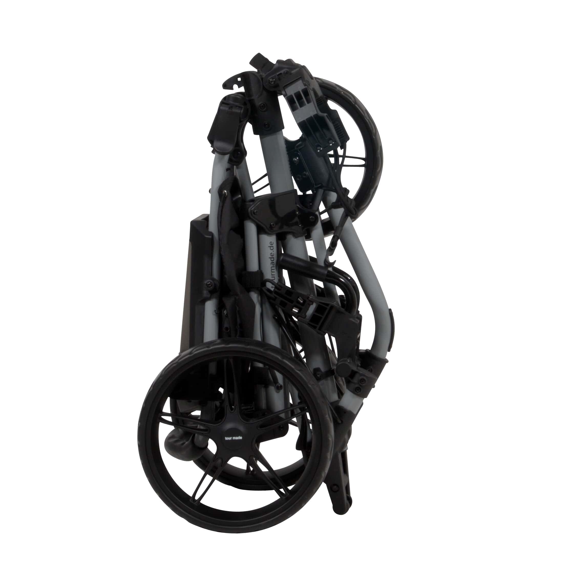 tour-made Chariot de Golf Pliable RT-140/150 & 160 I Chariot de Golf à Pousser I 3 Roues I Charge maximale de 25 kg I Qualité Allemande I Nombreux Accessoires Inclus