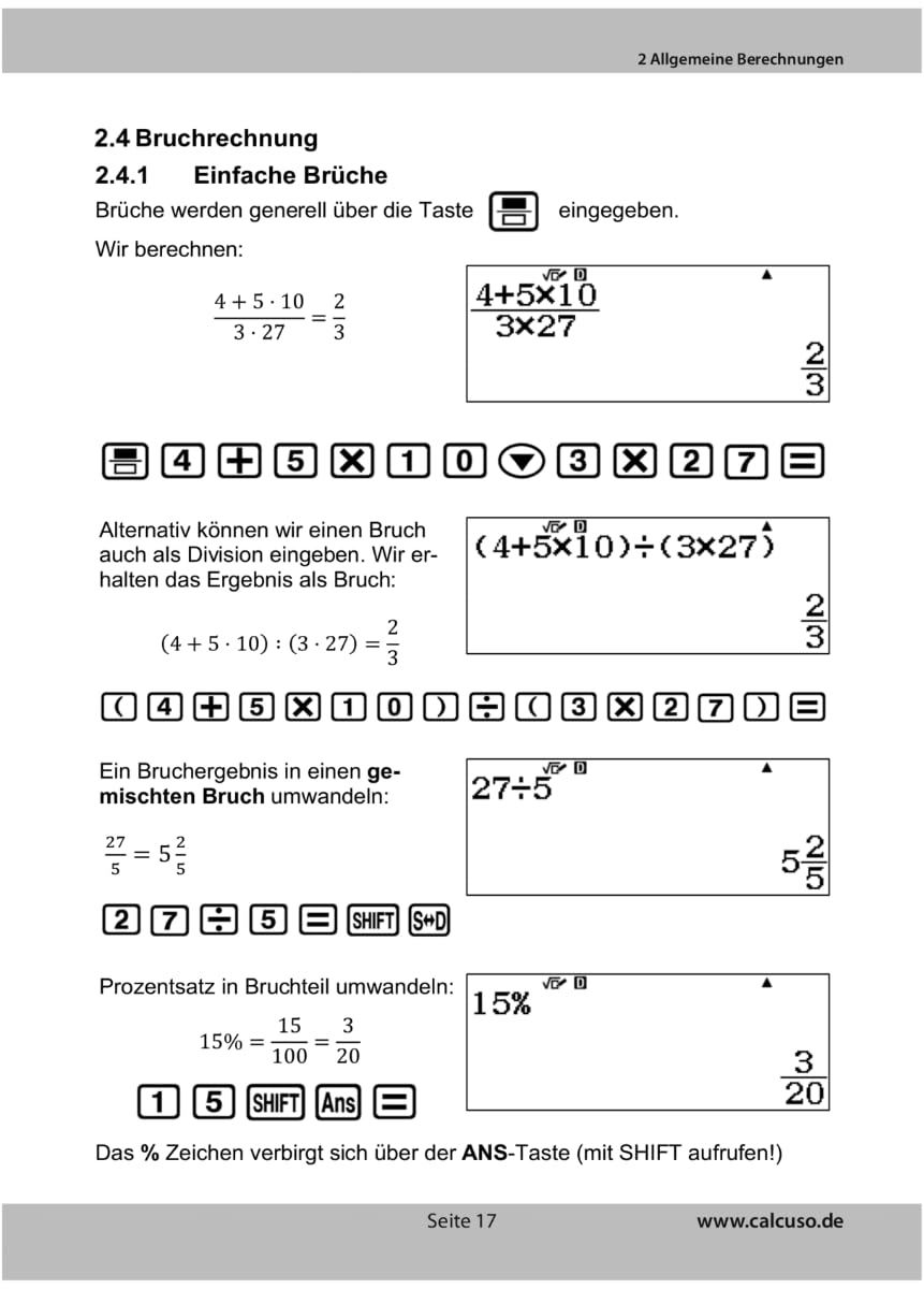 CALCUSO Guidebook compatible with calculator Casio fx-82DE X ClassWiz, 80 pages in DIN A5 - Image 4