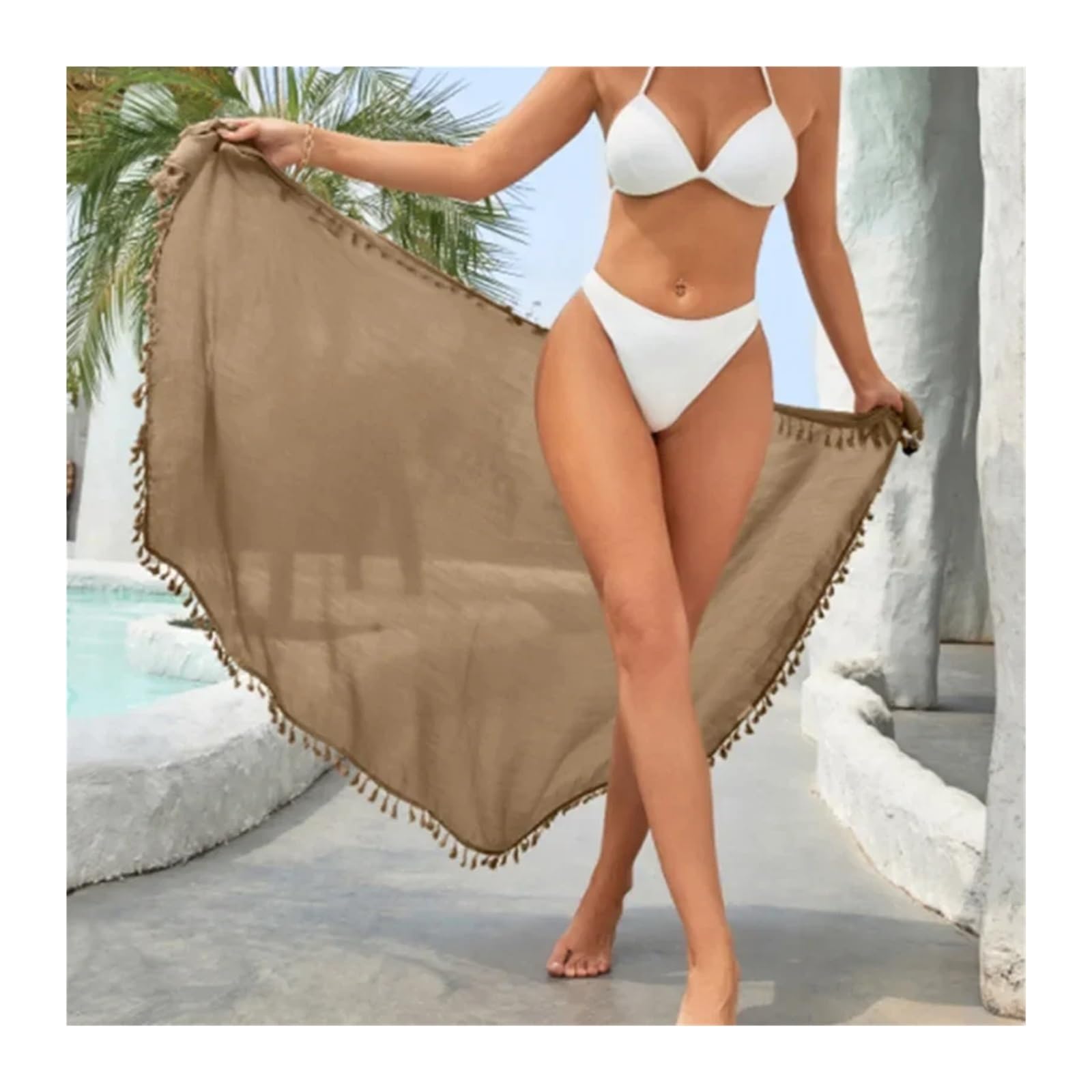 Vestido Playero for Traje De Baño | Vestido de playa con falda y borlas for mujer, protección solar, Sexy, con cordones, for vacaciones