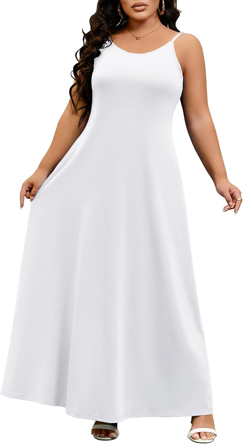 FANDEE Summer Dresses for Women Sleeveless Beach Casual Dress Women's Strap Sun Dress