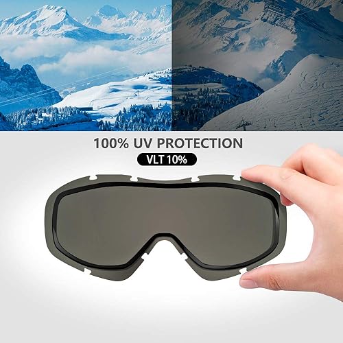Miniatura 21 de OutdoorMaster - Gafas de esquí/snowboard para hombres, mujeres y jóvenes, 100% protección contra rayos ultravioleta, para usar sobre los anteojos