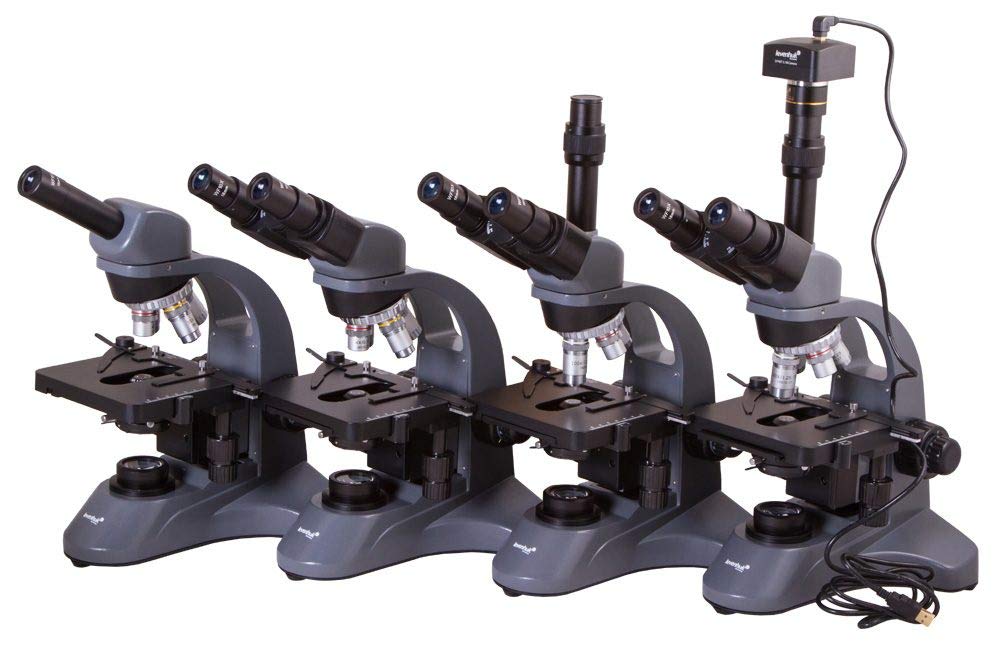 Microscopio Trinocular Escolar Levenhuk 740T con Aceite de Inmersión y Filtros (Azul, Amarillo, Verde) Incluidos en el Kit