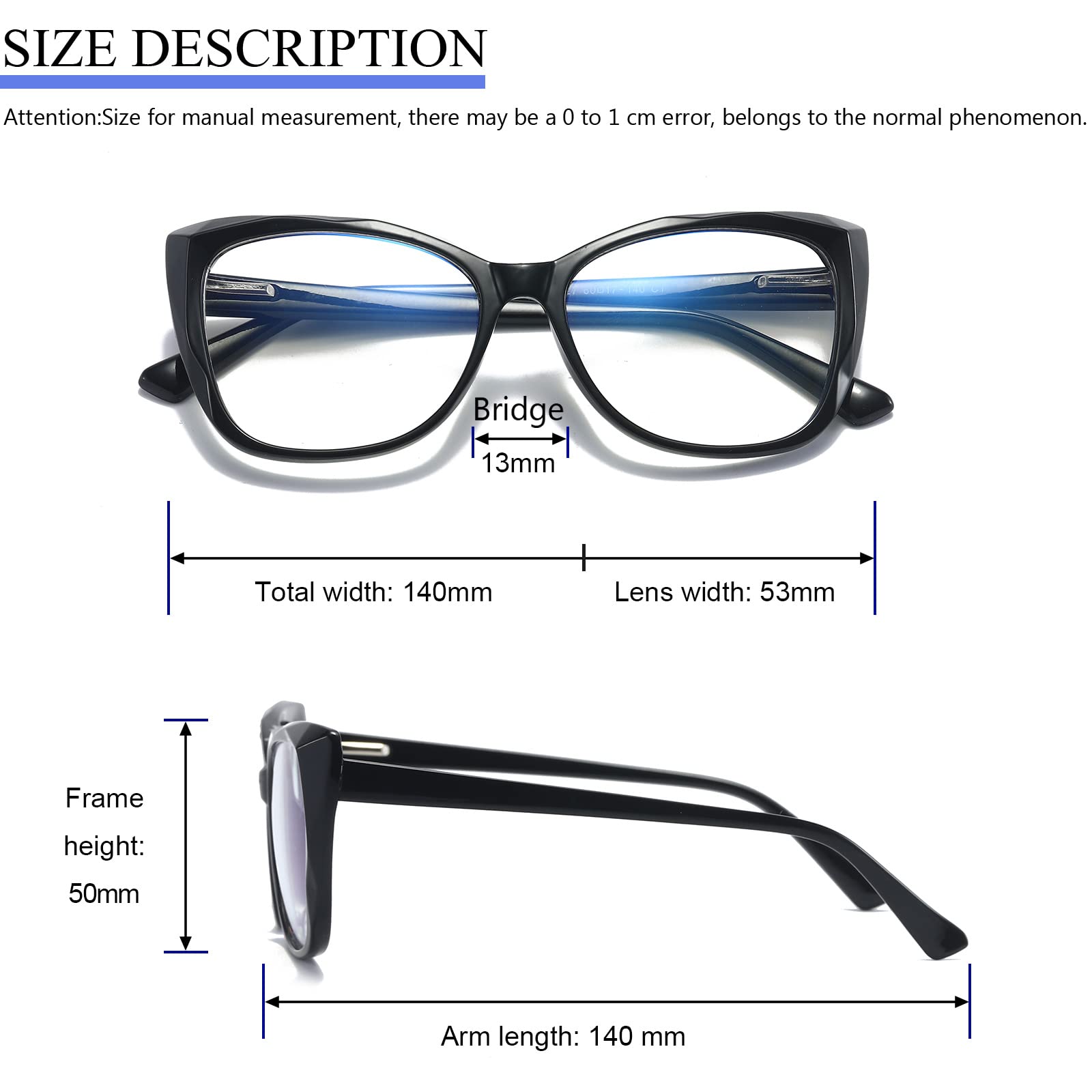 Prtcslwd - Juego de 3 lentes de ojo de gato para mujer, color azul, con bloqueo claro