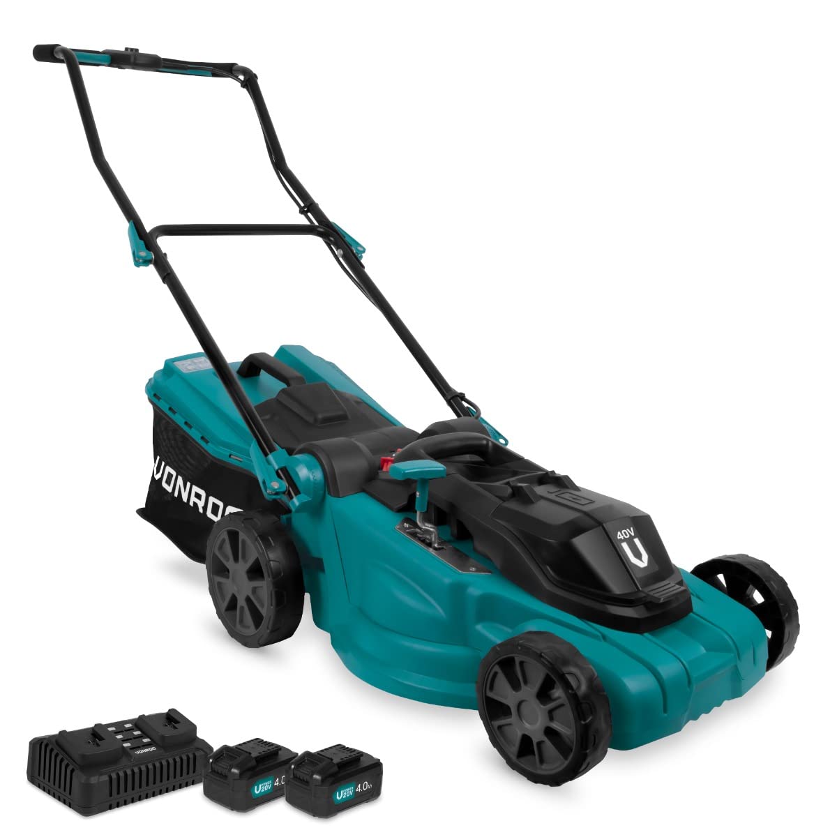 VONROC Kosiarka akumulatorowa 40 V – szerokość cięcia 38 cm – regulacja 35–65 mm (2x 4.0Ah)