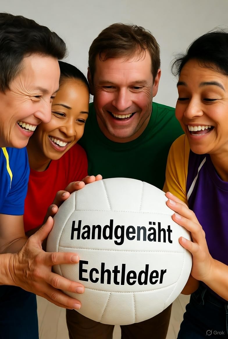 Original Volleyball Gr. 5 mit handgenähtem Echtleder in Weiss (Ledervolleyball)