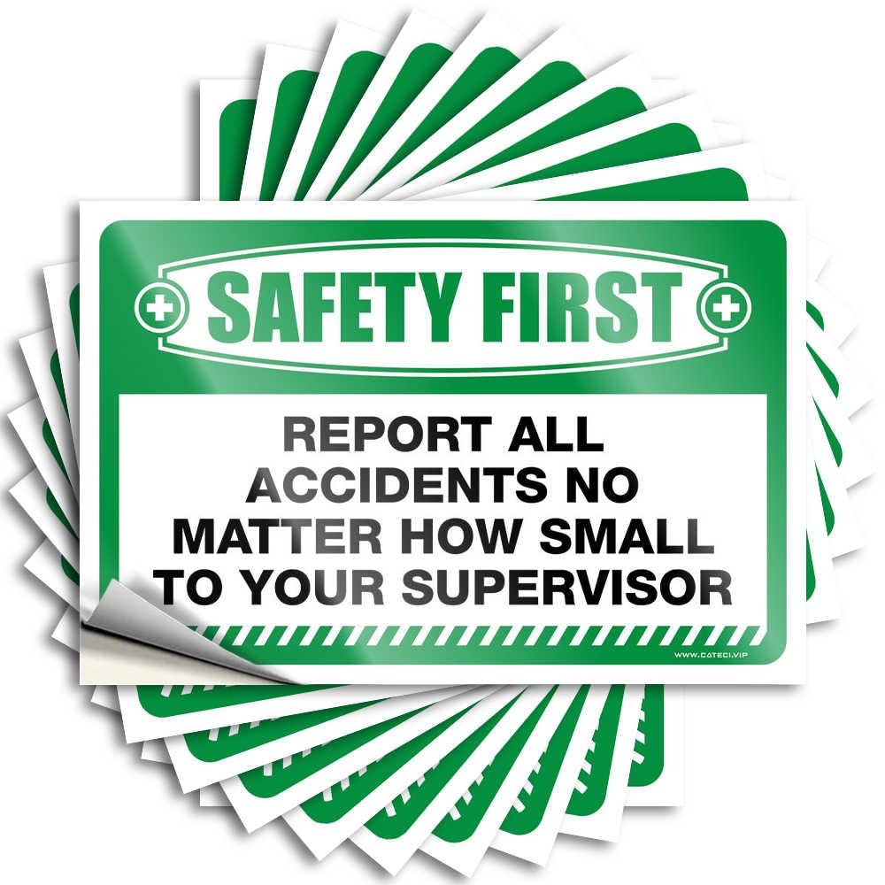 Outside Decor for Porch Window Tattoos | Safety First Report All Injuries No Matter How Slight to First Aid Personalized Durable Vinyl Sticker Easy Apply for Tiki(12X18CM)