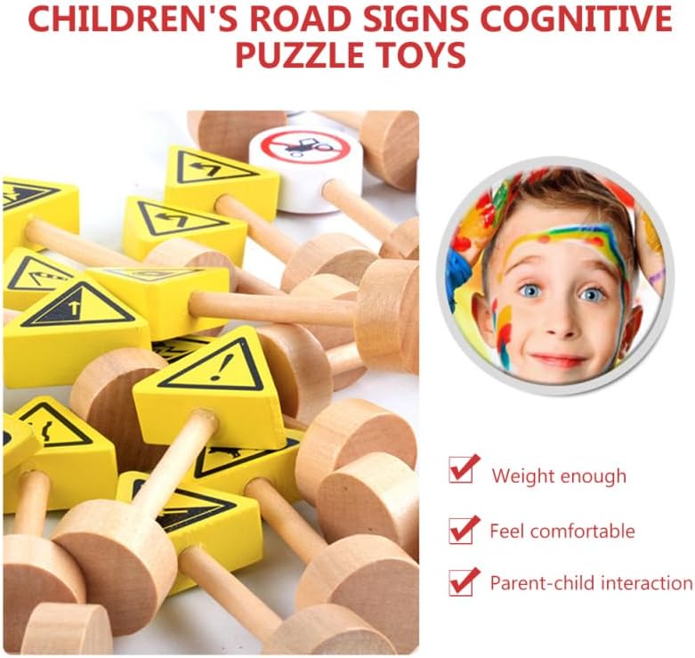 Totority Traffic Sign Toys Building Blocks and Street Signs Educational Road Sign Toy for Kids Cognitive Play Safety Rule Learning Parent-Child Interactive Play 3.42 X 0.98 X 0.98 in image 3