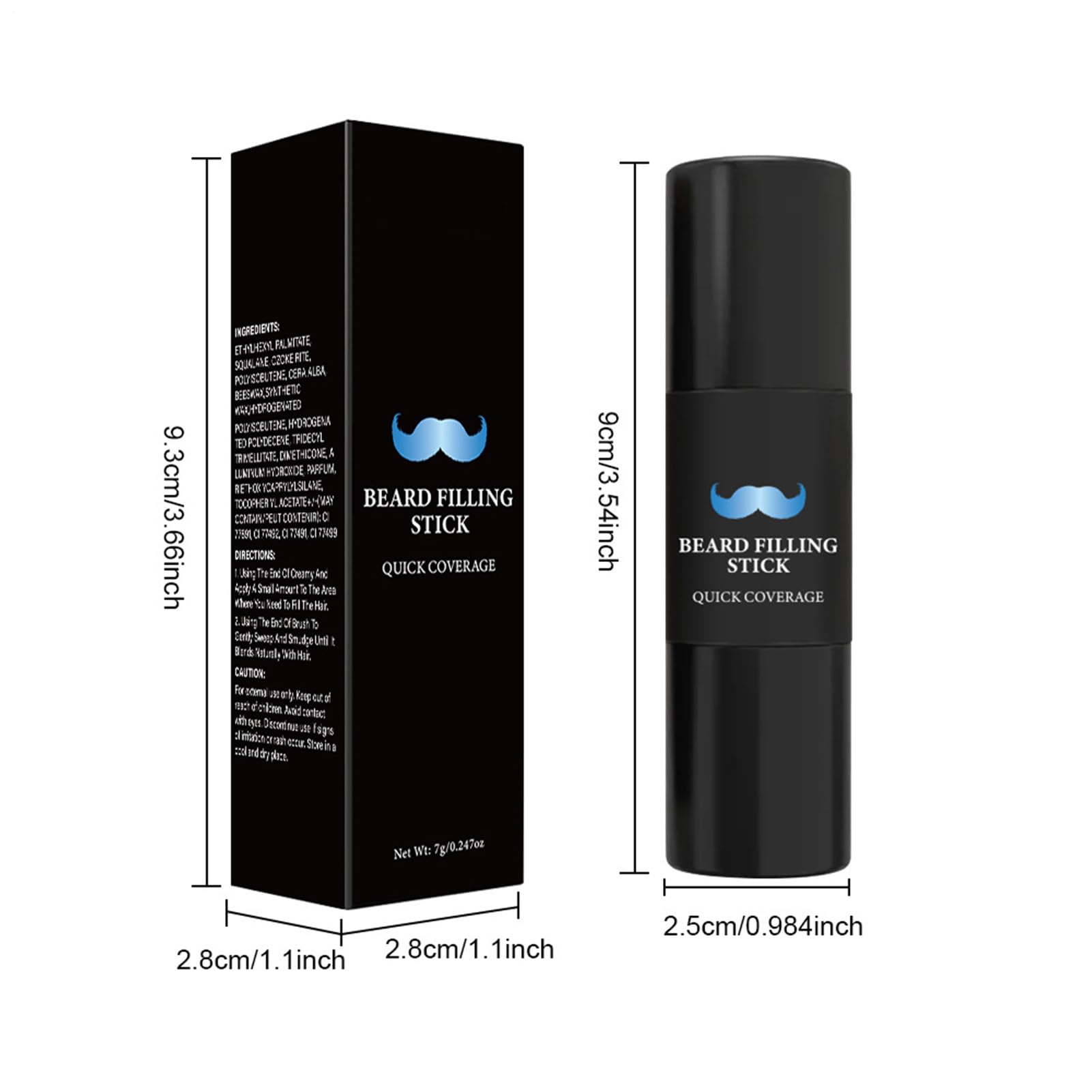 Riempitivo Per Barba Per Uomini - Stick Correttore E Pennello - Tinta 7g Effetto Prolungato Impermeabile Antisudore per Uomini Modellante Definizione Styling