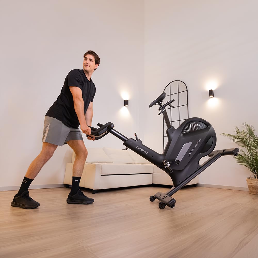 Cecotec Bicicleta Estática Indoor Drumfit PulseRide. Volante de Inercia 20kg, Resistencia Magnética 16 Niveles, Pantalla LED, Estructura de Aluminio hasta 135kg, Compatible Kinomap y Zwift