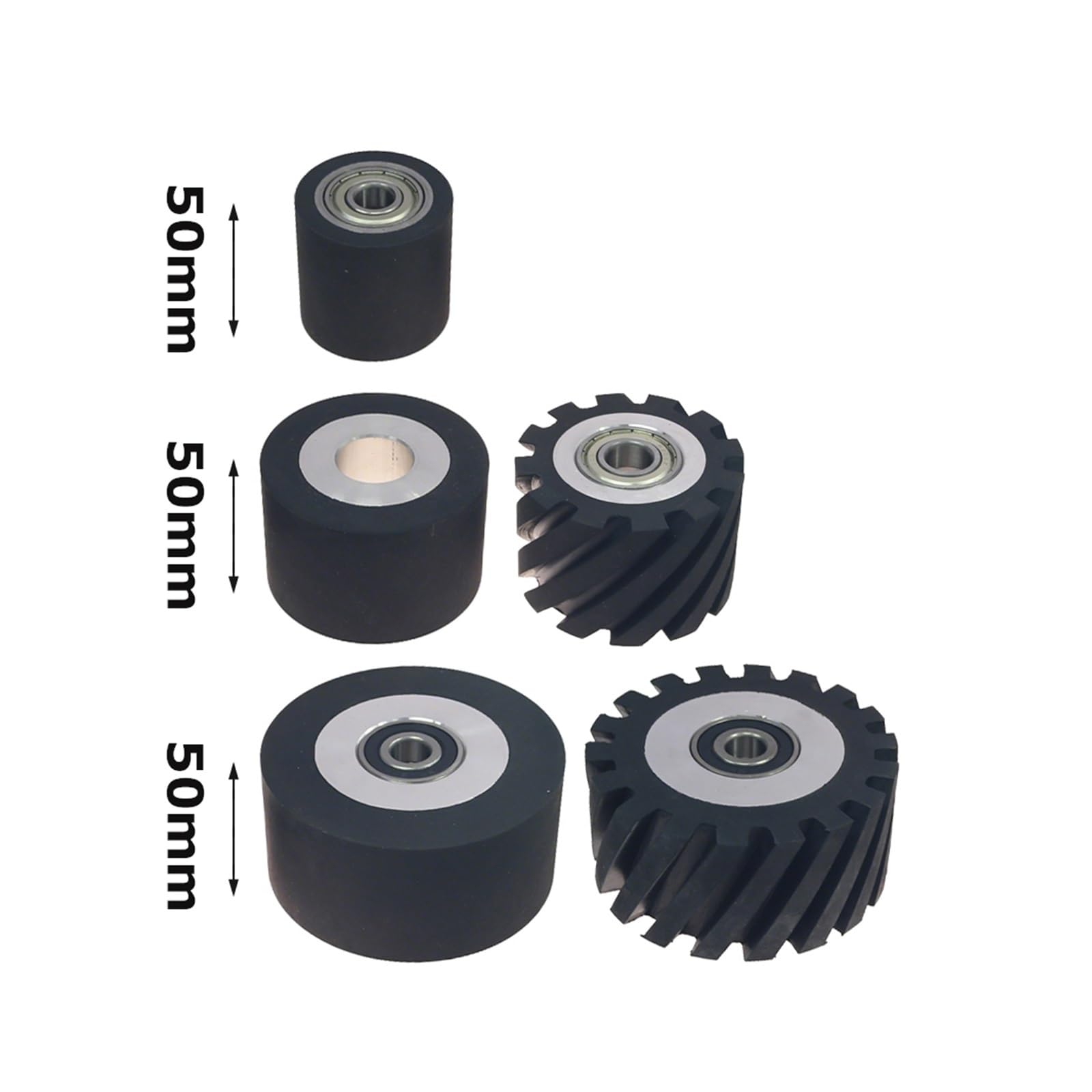 1 Uds Dia.50mm/75mm/100mm * 50mm de ancho rueda pequeña aluminio recubierta goma correa amoladora contacto activo(K75x50x25mm)