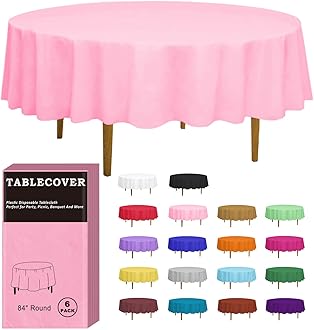 D&Z Plastic Tablecloth Disposable, 6 Pack Pink Table Cloth Individually Wrapped for Indoor & Outdoor, On-The-Go 84” Table Cover Ideal for Party, Picnic, Birthday, Wedding and Dinner