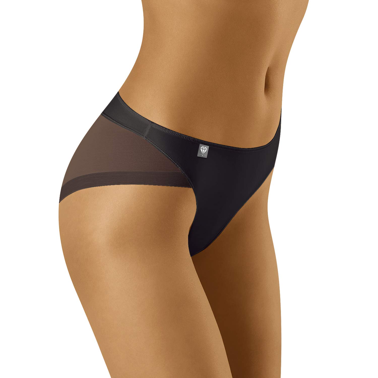 Wolbar Women's Mesh Sheer Briefs Diamond 3517, Black,L