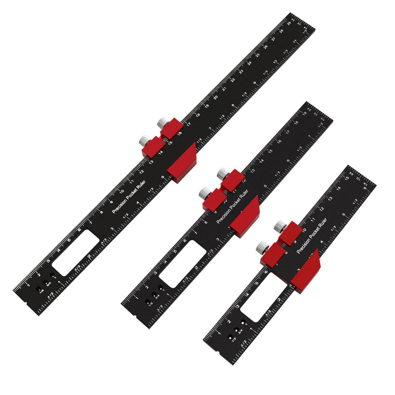 Woodworking Ruler, T Track Slide Ruler, High Accuracy, Equipped with Adjustable Sliding Stop Device for Fine Woodworking