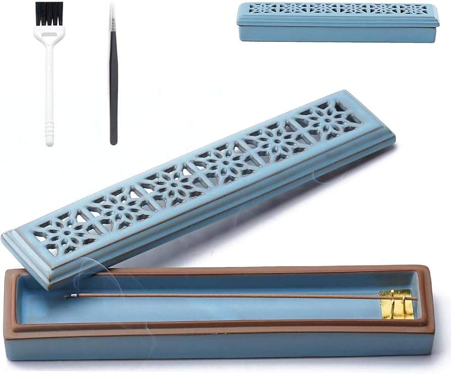 Amazon｜CEREMONY お香立て 横置き 安全 おしゃれ 陶器製 ステンレス