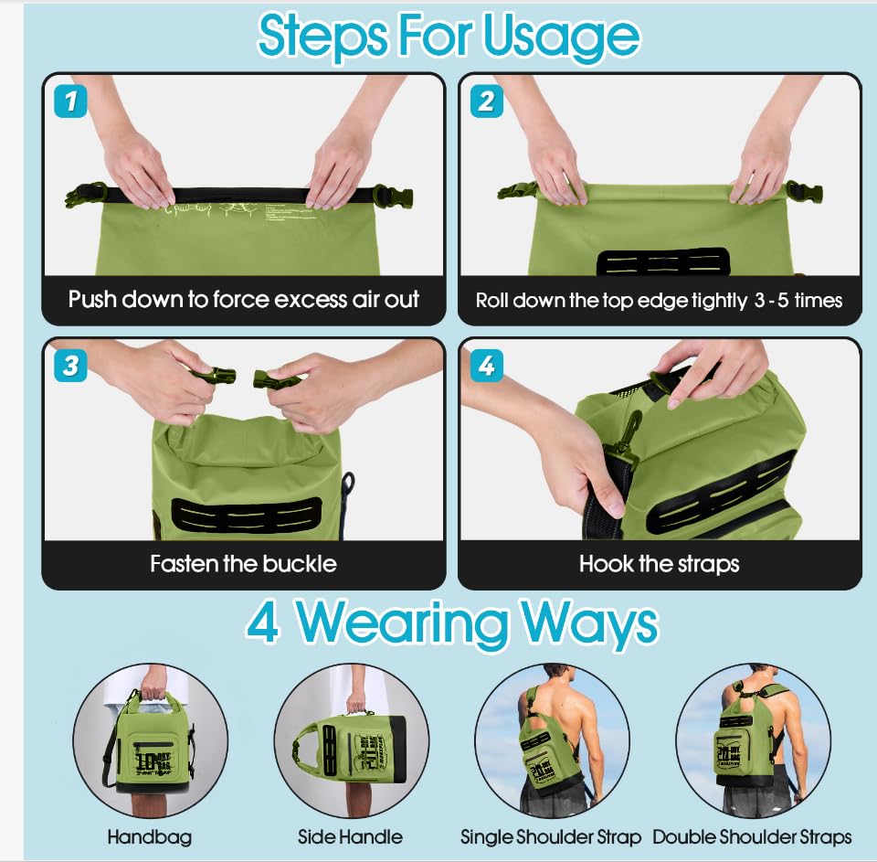 Image of MORXPLOR Dry Bag Waterproof,5L /10L /20L /30L /40L /55L Roll Top Dry Bag Backpack with WaterProof Phone Case for Swim,Kayak