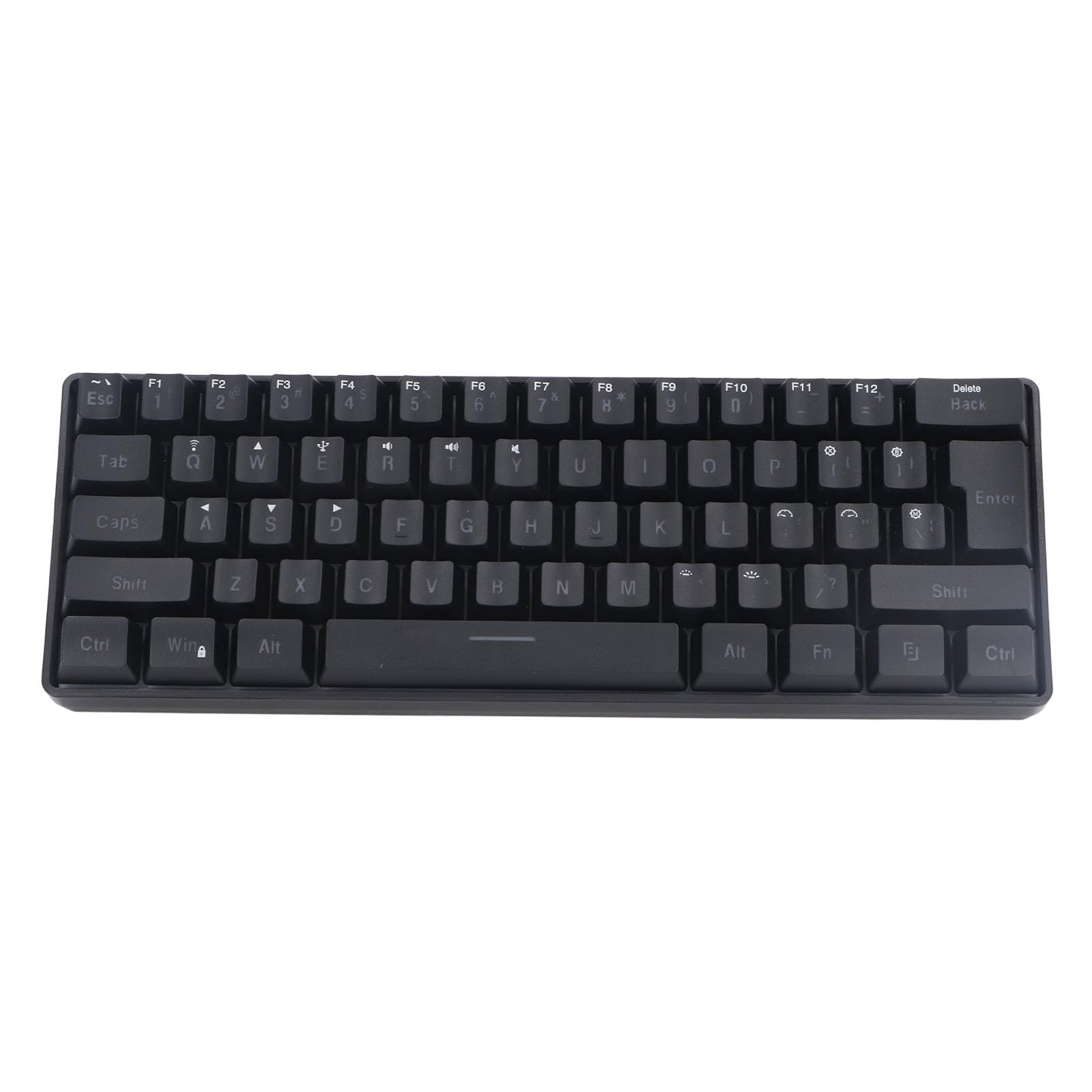 Fabater Tastiera Wireless a 3 modalità, Tastiera Wireless Cablata Bluetooth 2.4G a 61 Tasti Silenziosa, Retroilluminazione RGB con Batteria da 2000 MAh per Giochi Tablet, Telefoni Cellulari (BLACK)
