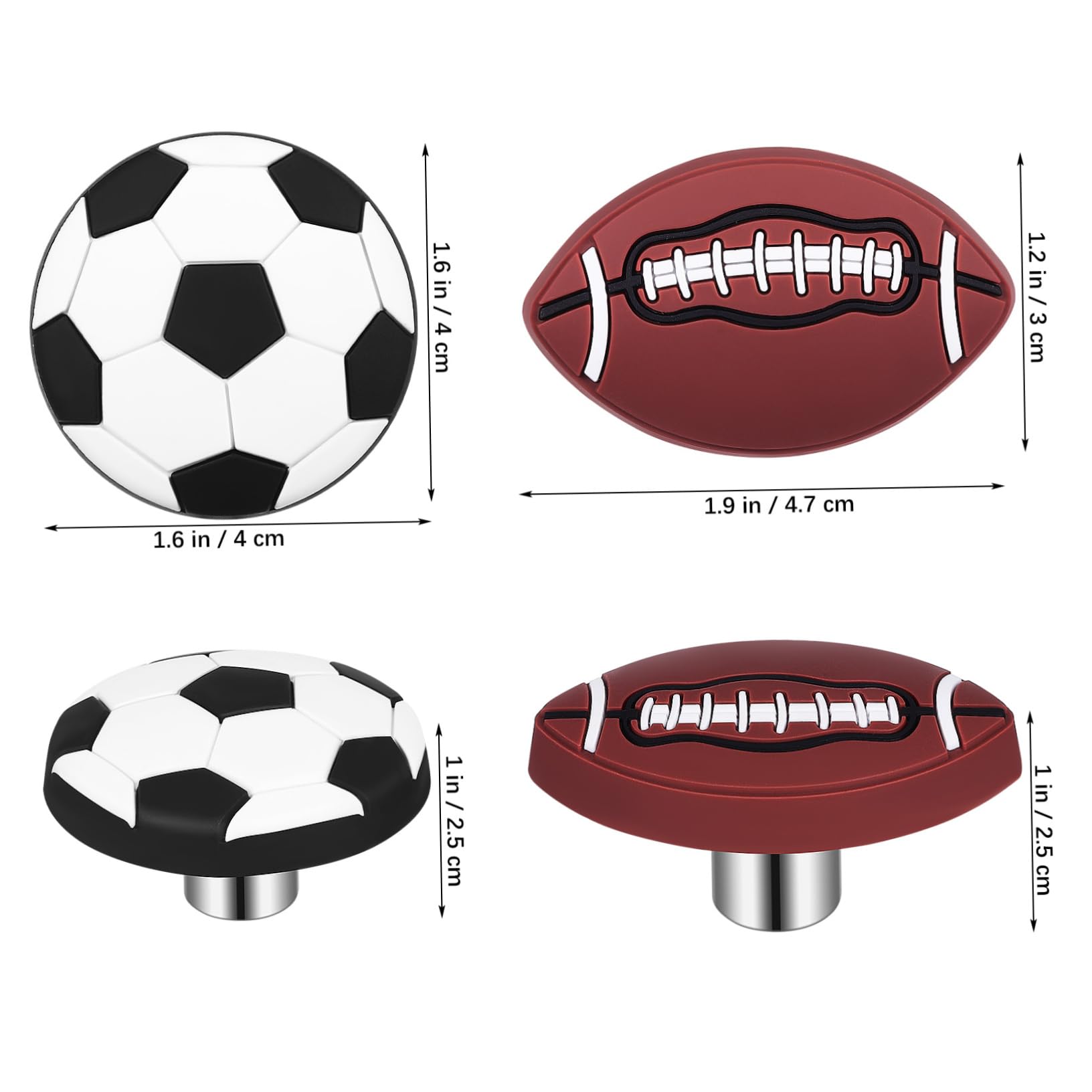 Mikikit Sports Ball Dresser Knobs Set of 8 Basketball Drawer Hardware for Boys' Room Child-Proof Stylish