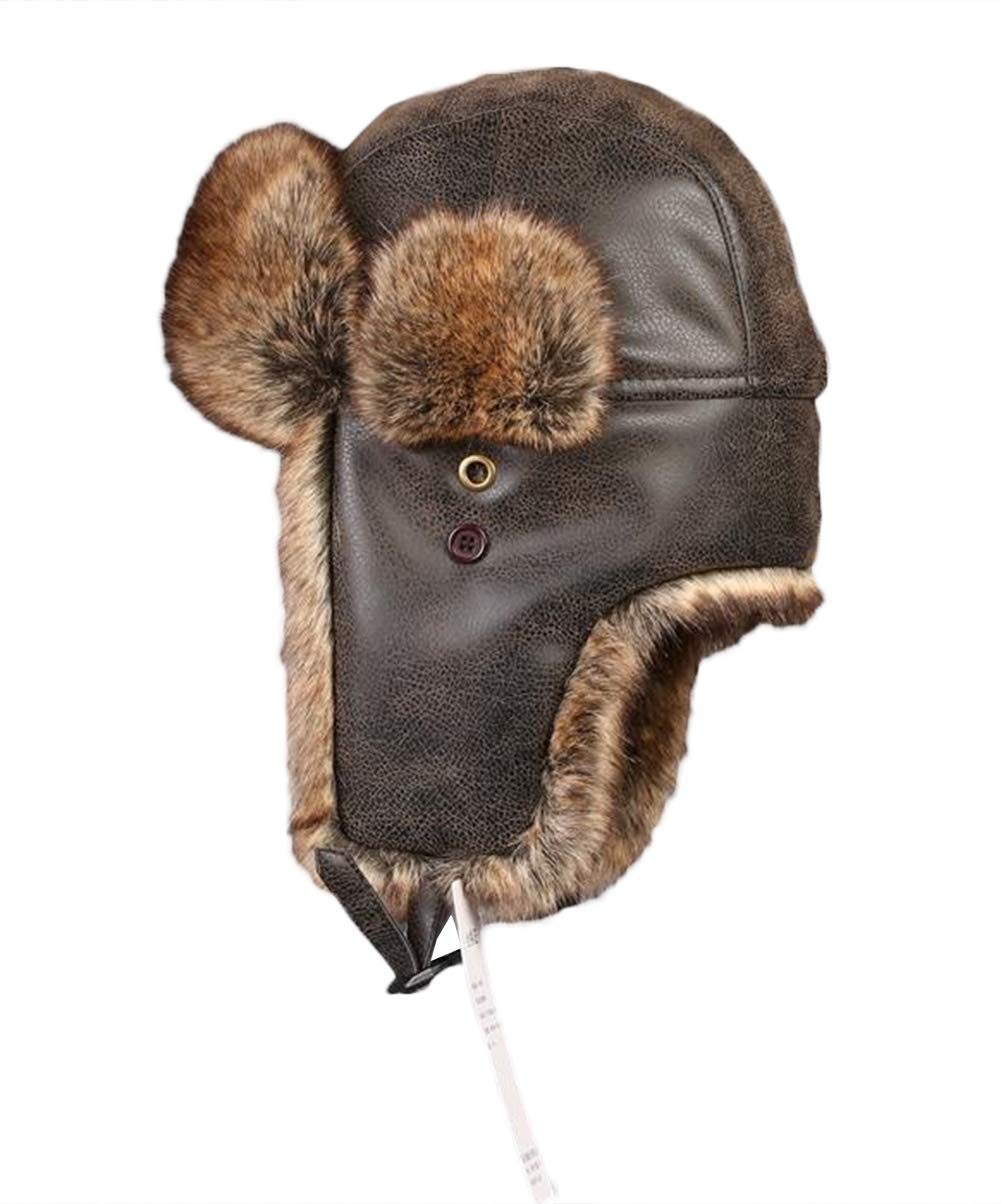 Insun Unisex Chapka en Fausse Fourrure Chapeau de Trappeur d'hiver Anti Vent Aviateur Casquette