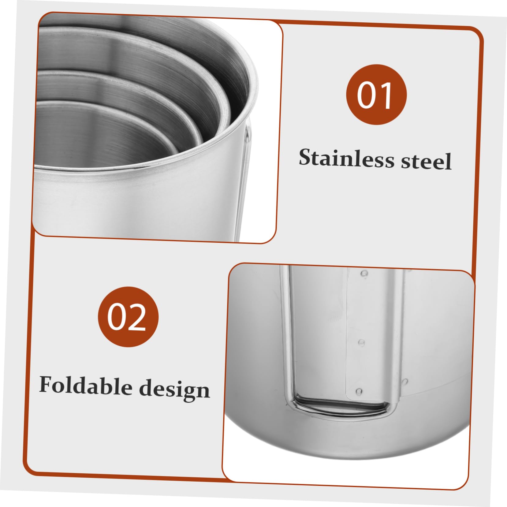 GALPADA 4pièces Tasse De Camping Pliable Acier Inoxydable Pour Randonnée Tasses De Empilables Pour Activités De Plein Air Avec Poignée De Rangement