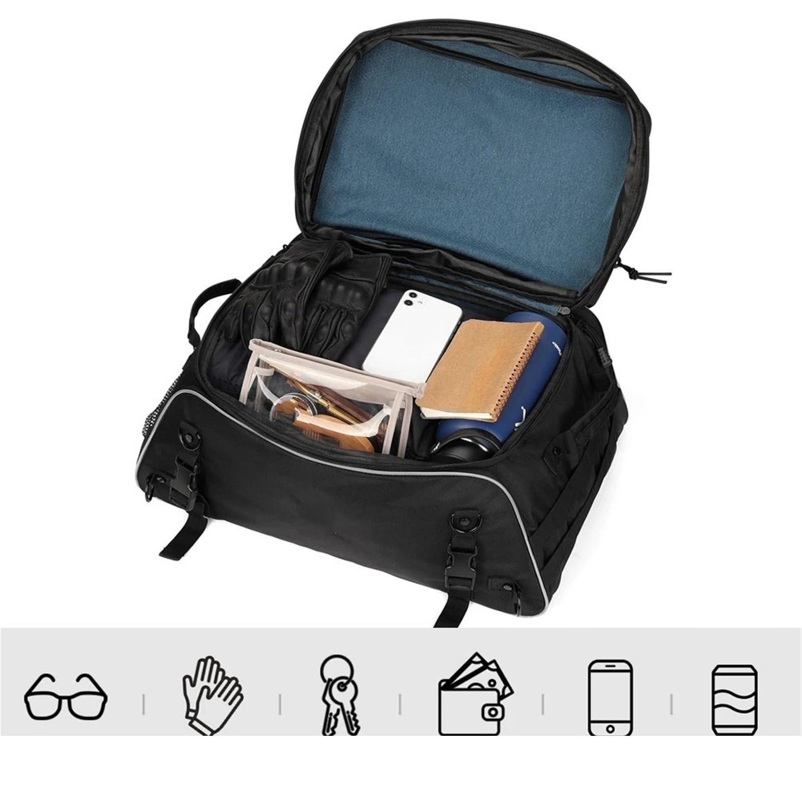 Borsa Da Viaggio Per Moto, Borsa Da Viaggio Pieghevole Con Cinghie A Barra, Borsa Da Viaggio Per Moto Organizer Per Riporre Bagagli Posteriore