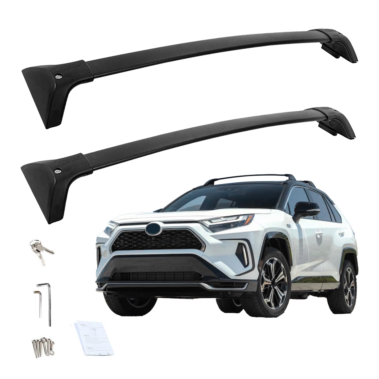 Barre portatutto per Toyota RAV4 2019-2024, 2 pezzi in lega di alluminio con serrature, barre trasversali per portabici da tetto, portapacchi, viaggio, campeggio