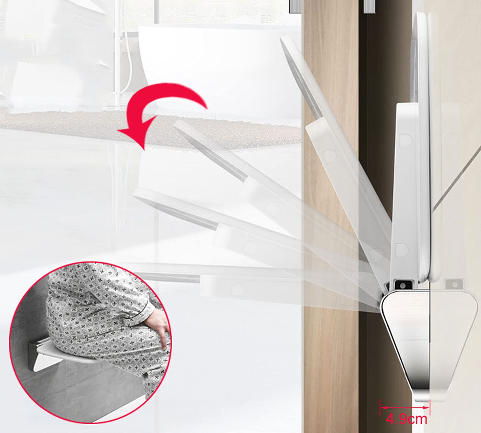 Silla Baño para Ancianos y Minusvalido para Asistencia en la Ducha Evita Resbalones, Taburete Ducha Baño Plegable Asiento Montado en la Pared, Ahorra Espaciom, Carga Máxima: 200kg