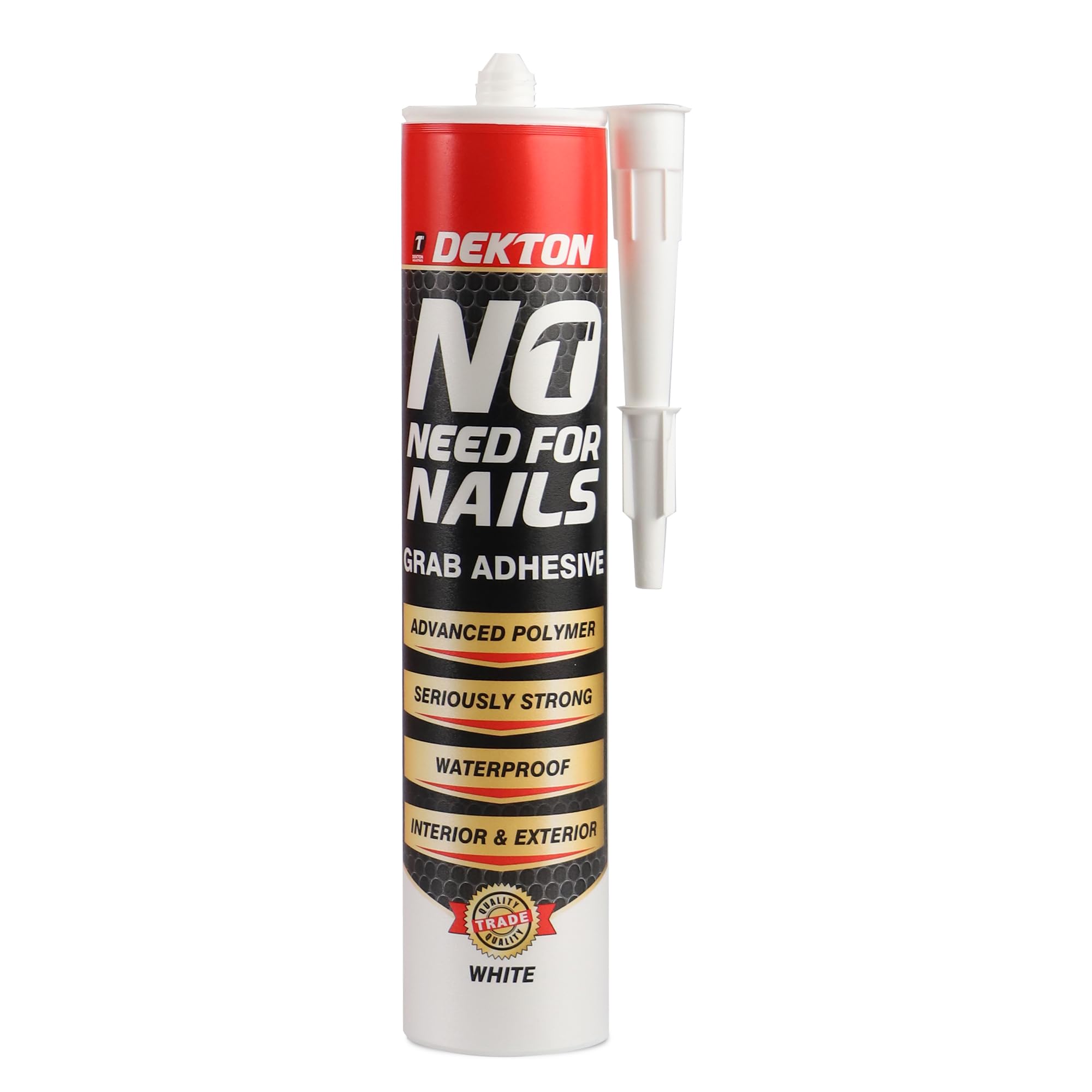 Dekton No Nails Multipurpose Adhesive, Strong Bonding Solution for Wood, Metal, Brick & More, Ideal for Skirting Boards, Coat Hooks, and Internal Applications, Easy Application & Weather Resistant