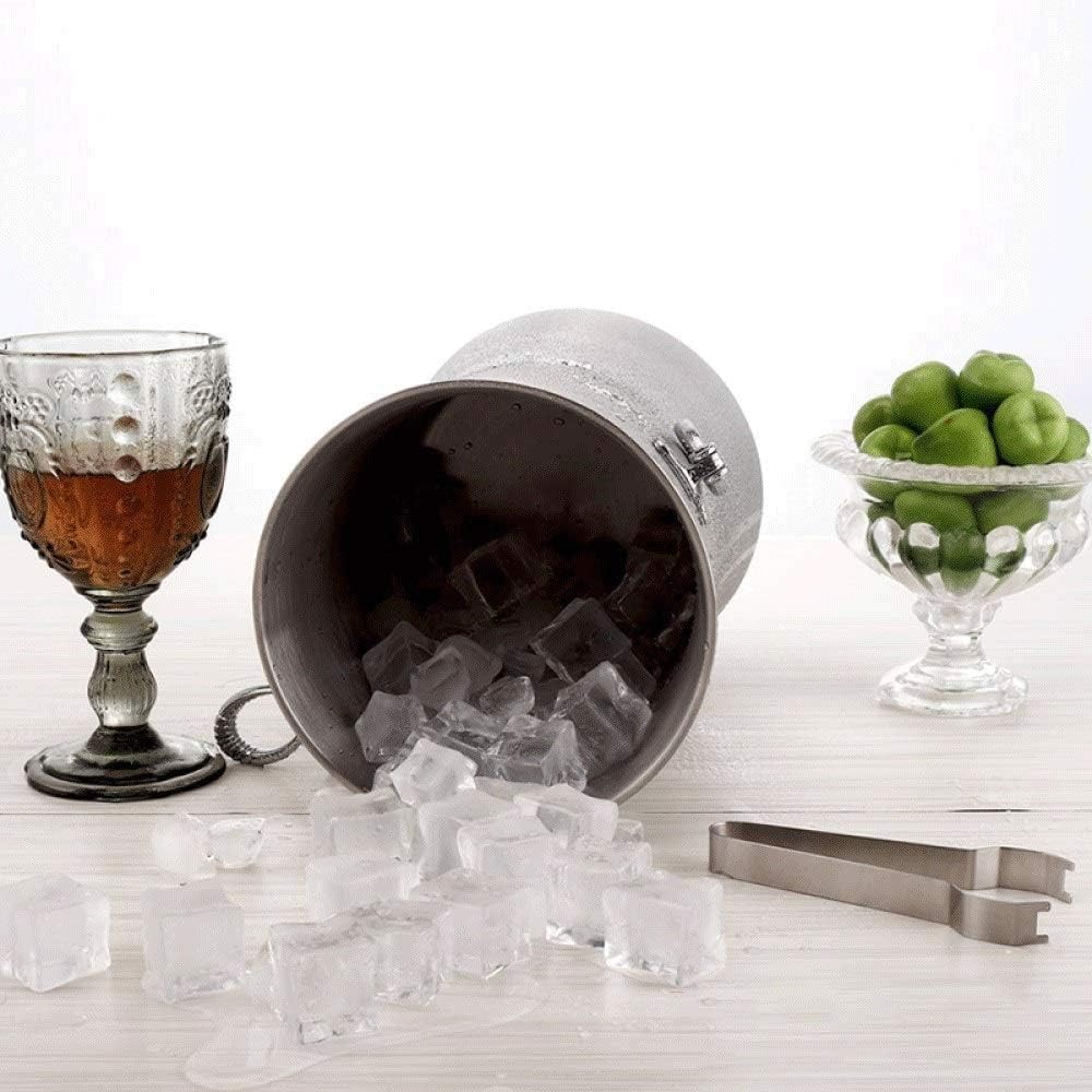 Cubitera Botella Vino Cubo de Hielo de Acero Inoxidable, Pinzas para Hielo, Enfriador de Pared de Acero Inoxidable, Enfriador de Botellas, Enfriador de Cerveza y Vino de 3l
