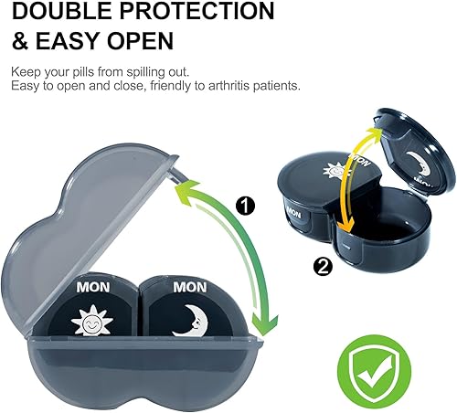 Miniatura 3 de Pastillero semanal 2 veces al día, extra grande, 7 días, fácil de llenar, AM PM, pastillero XL grande diario, pastilleros, caja medicinal para