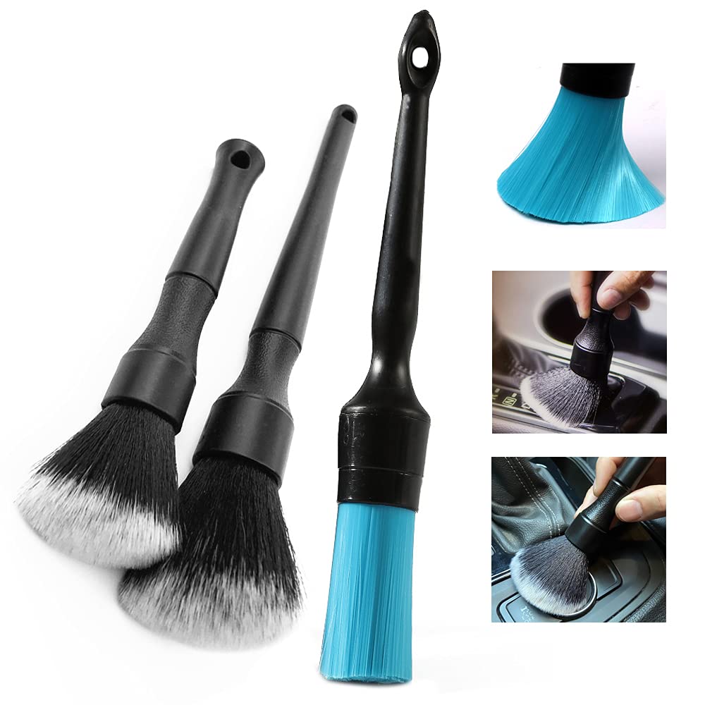 Buy 3 Pack Car Detailing Brush Kit, 3 Head Sizes Soft Boar Hair