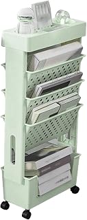 Mobile - Carrito de almacenamiento de libros y archivos de 5 niveles con ruedas bloqueables para estudio de aula y oficina, color verde