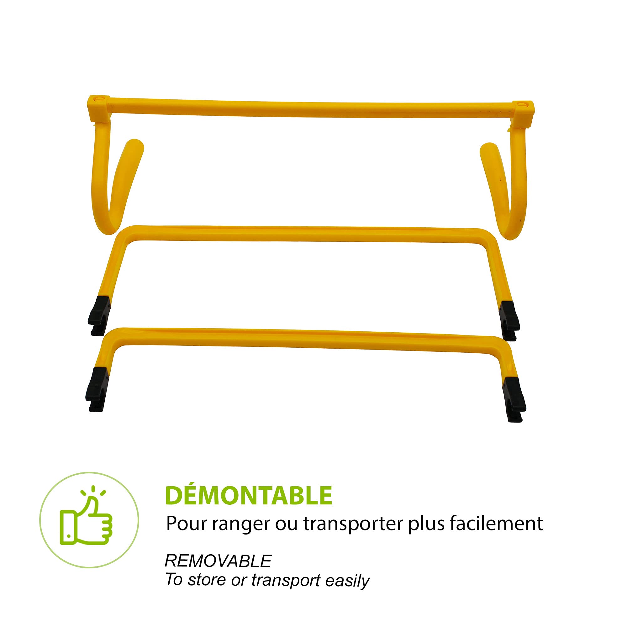 WANTALIS Lot de 5 Haies réglables | 3 hauteurs | Pliables | Résiste aux chocs | Multi-Sports | Jaune