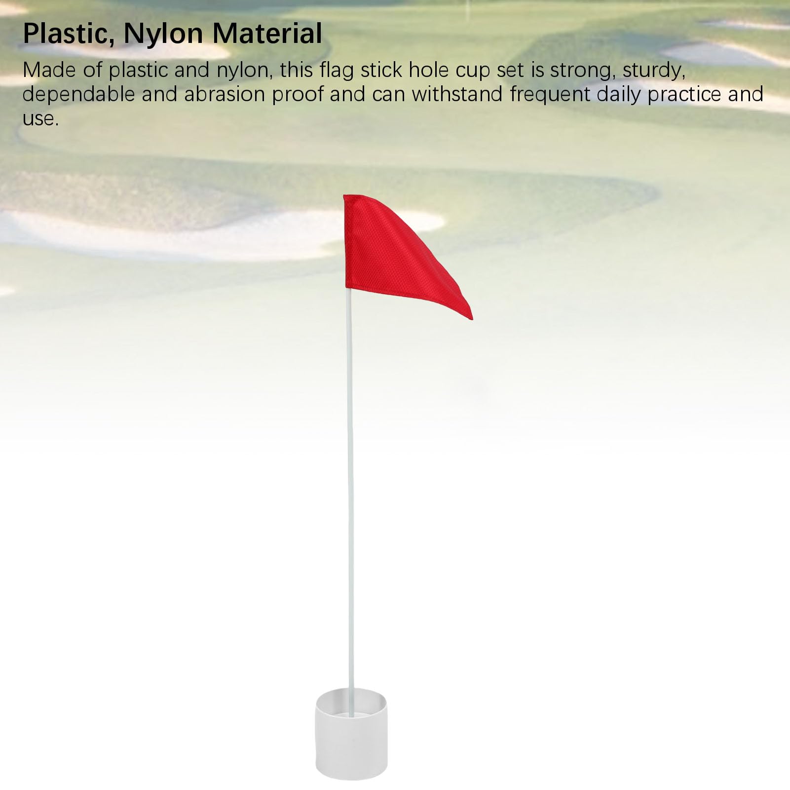 Asta de Bandera con Juego de Vasos con Orificios, Palo de Bandera Verde de Nailon de Plástico para Campo de Golf, con Orificios de Drenaje para una Recuperación Rápida de la