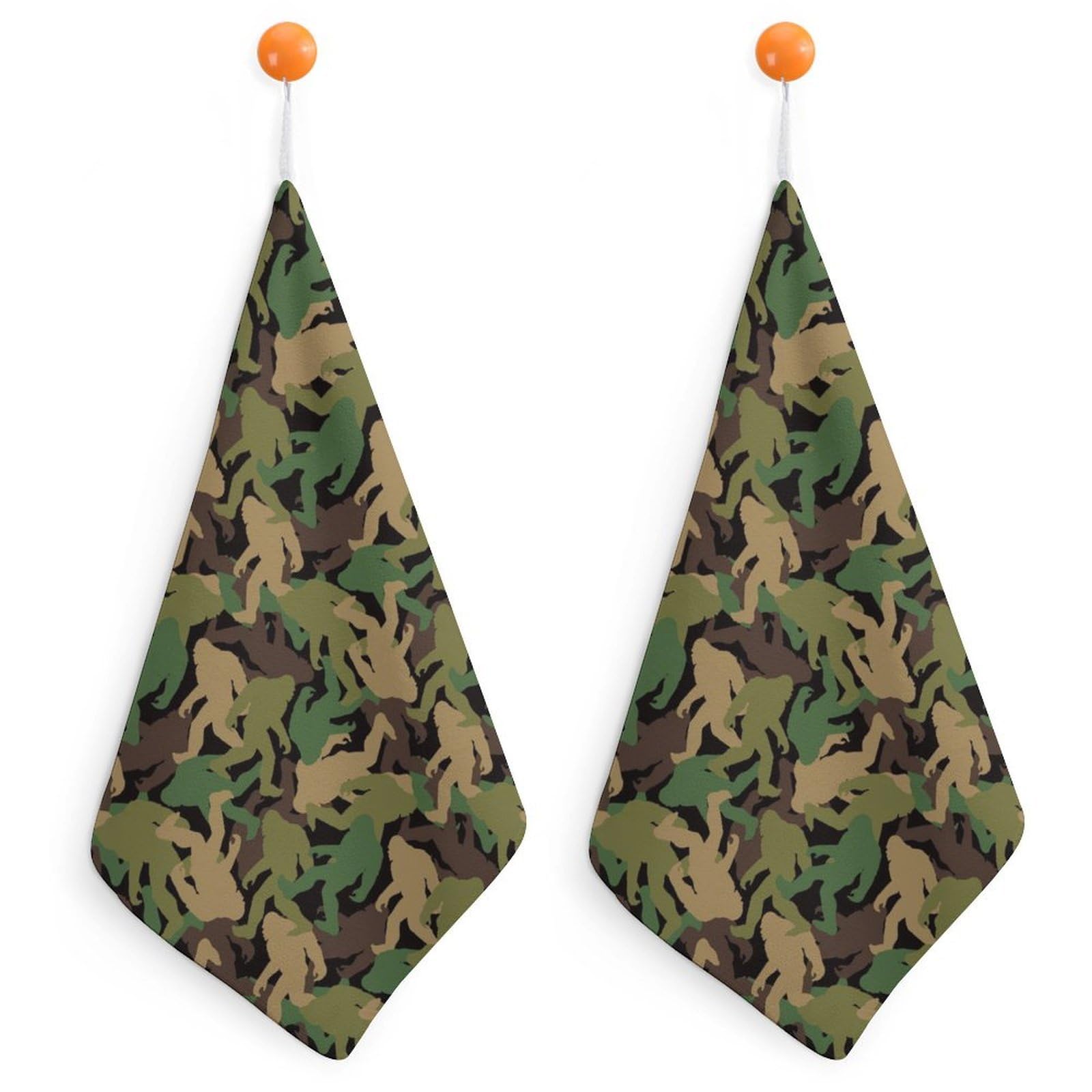 TXFBTRFSA Camouflage Bigfoot Hand Towels with Hanging Loop Kitchen Towel Handkerchiefs Cleaning Cloths