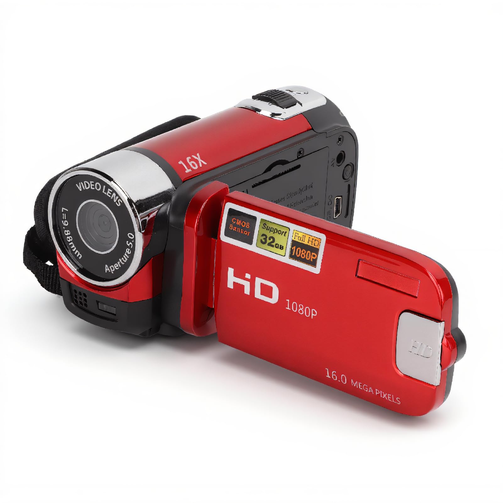 Video Camera Camcorder, Full HD 270° Rotation Vlog Camera with 16X Zoom, 2.7 Inch Color Screen, Flash, Digital Camera for Photography Travel Vlog (Red)-image-30