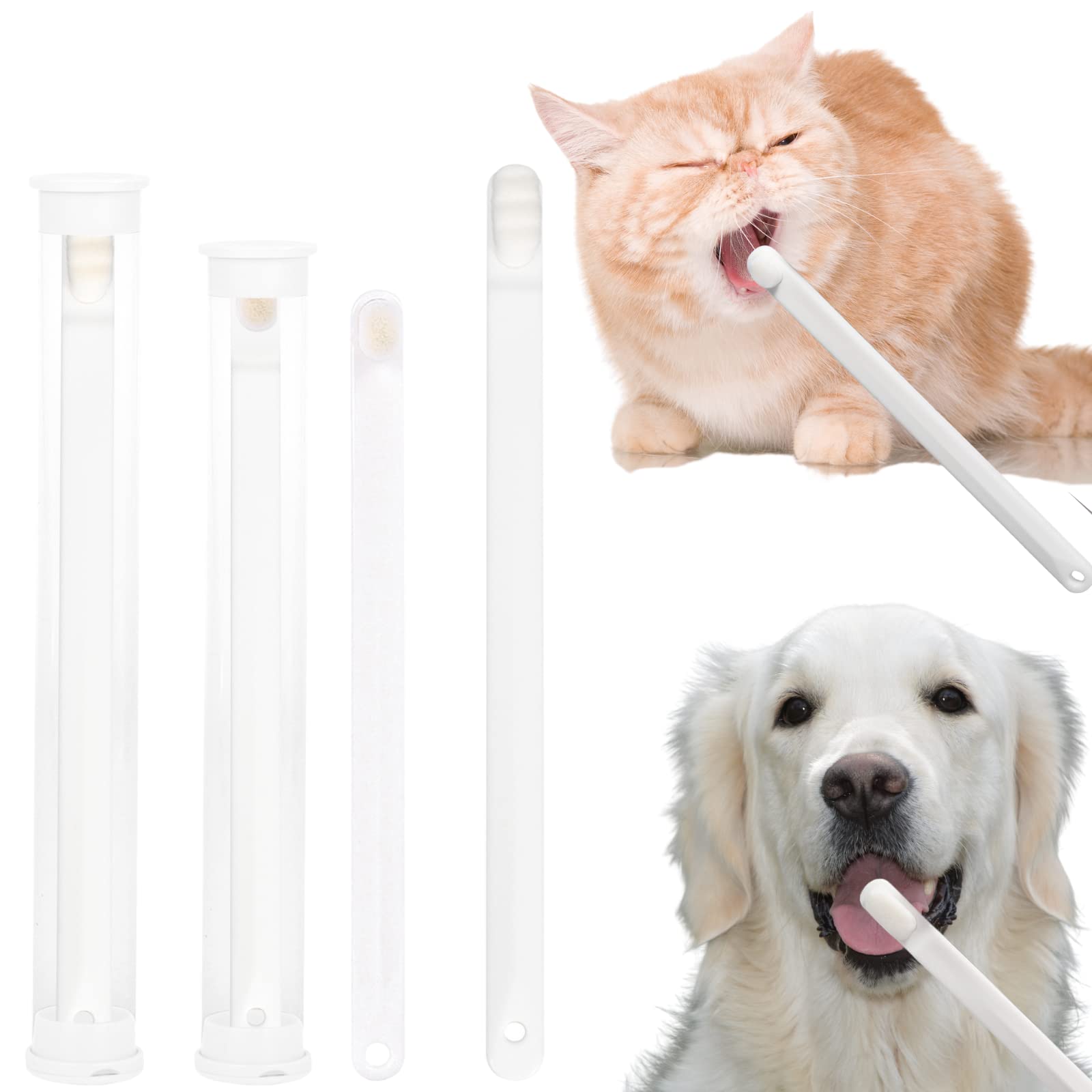 CUECOMER 2 Pack Soft Cat Toothbrush with 360-degree Head | Safe, Effective and Deep Pet Teeth Cleaning, Brush Away Bad Breath, Food Grade Silicone (White, 2 pcs)