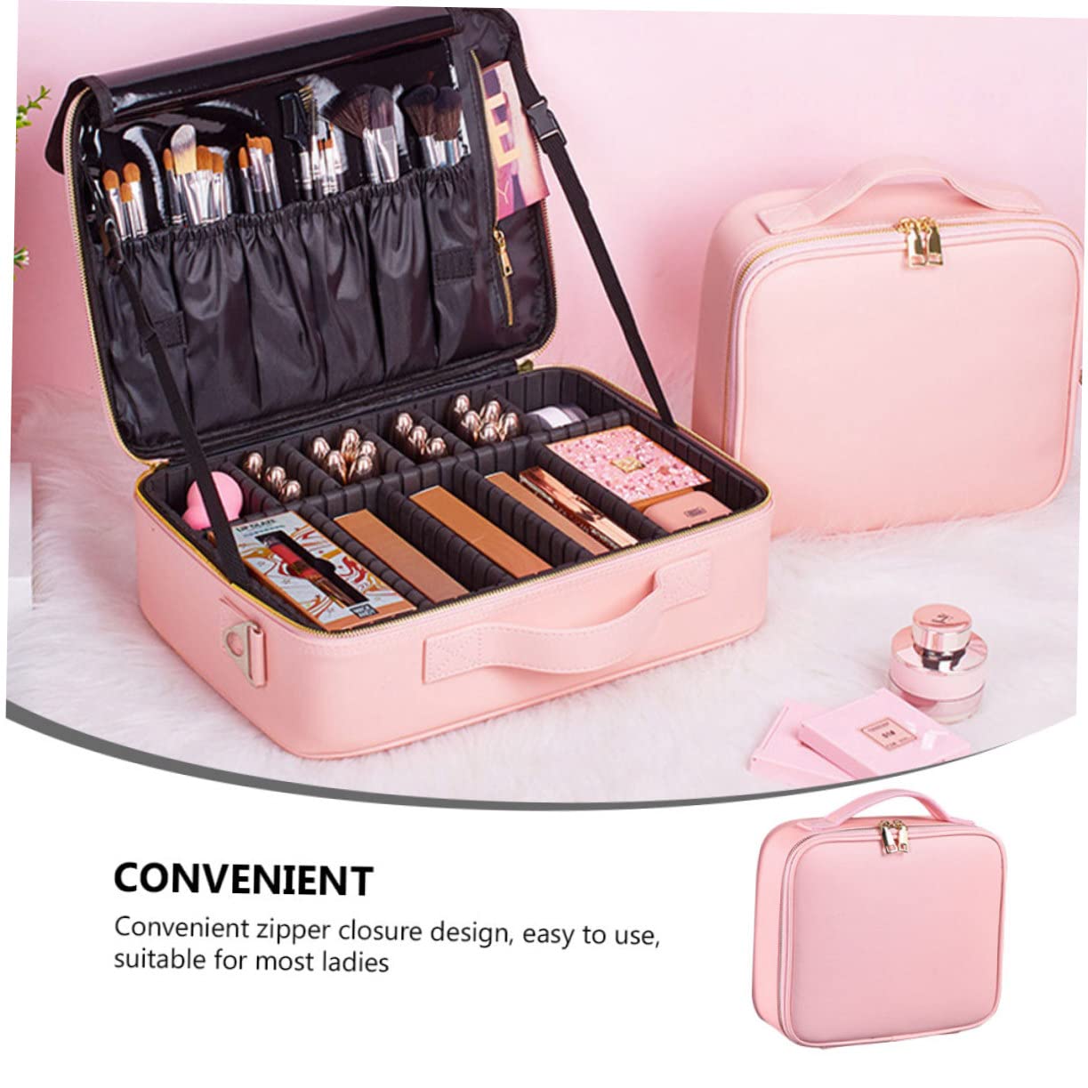 Ipetboom Bolsa De Cosméticos Portátil Organizador De Maquillaje Neceser De Viaje Grande Estuche De Cosméticos De Material para Aseo