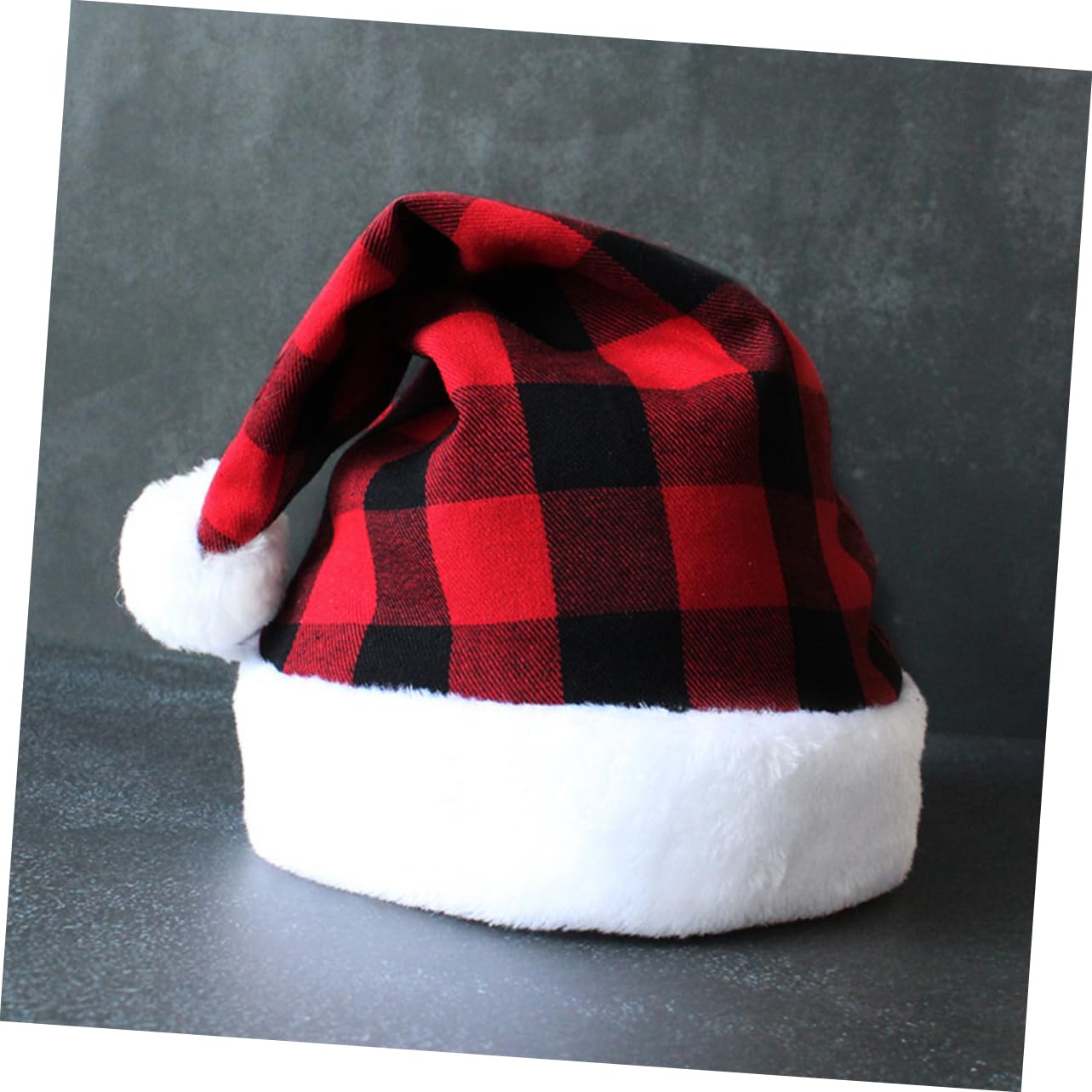 Cabilock 4 Piezas Gorro de Papá Noel a cuadros gorros navideños christmas hat decoración de navidad sombrero de fiesta de papa noel sombrero de Santa gorro de papá noel para hombre paño