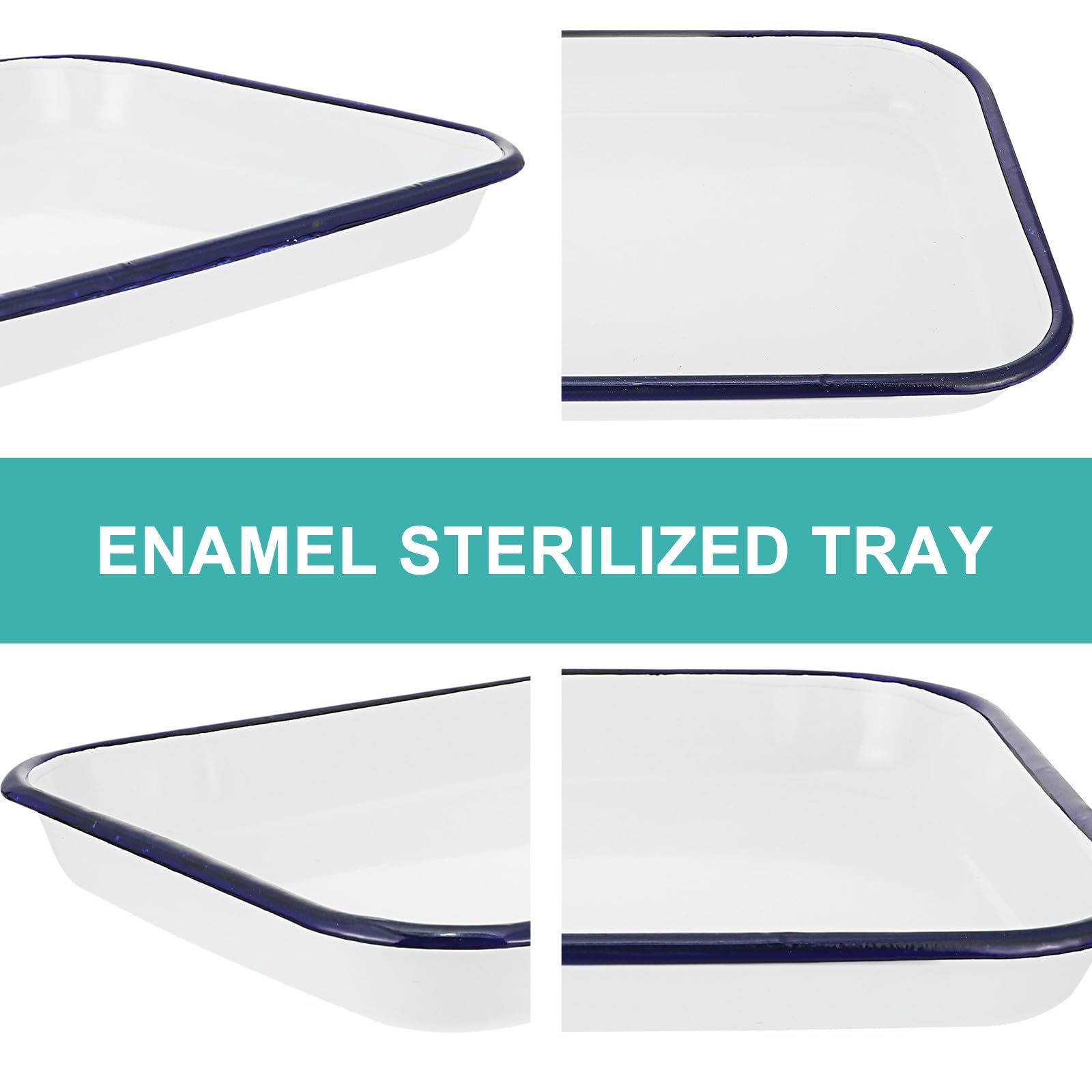 MAGICLULU Vassoio Quadrato Smaltato Bianco Sterilizzato da Laboratorio 30x40 Cm, Piastra Portaoggetti Resistente per Strumenti e Materiali di Consumo, Vassoio Sperimentale Pratico e Facile