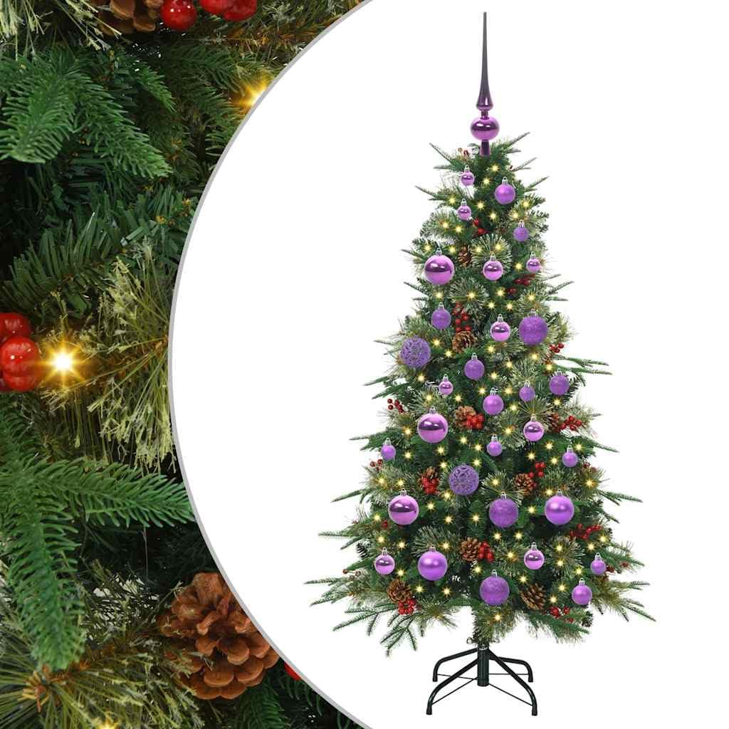 vidaXL Sapin de Noël Artificiel à Branches Articulées Vert 120 cm, Arbre de Noël Moderne en cône, déco Robuste pour l'intérieur et l'extérieur, Guirlande Lumineuse, Blanc Chaud