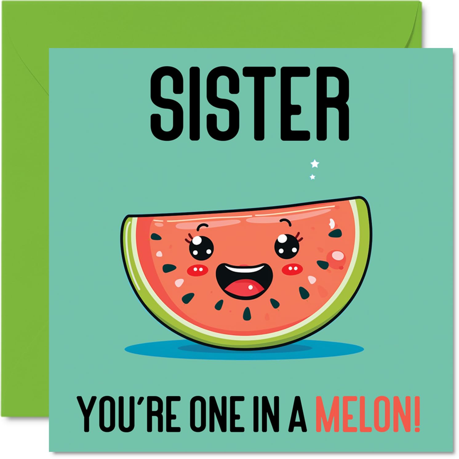 Birthday Cards for Sister In A Melon - Funny Happy Birthday Card for Sister from Brother, Sibling Gifts, 145mm Joke Greeting Cards Women Her
